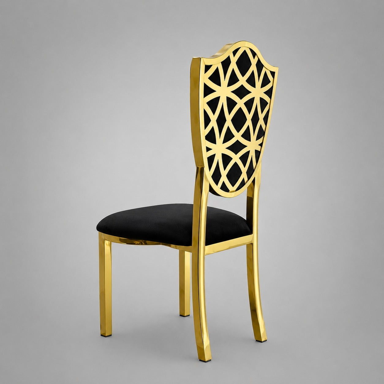 Sheild Pattern Stainless Steel Banquet Chair