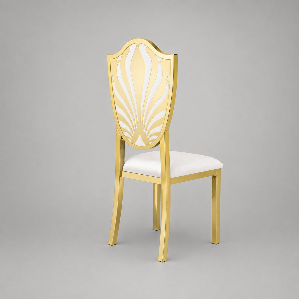 Sheild Pattern Stainless Steel Banquet Chair