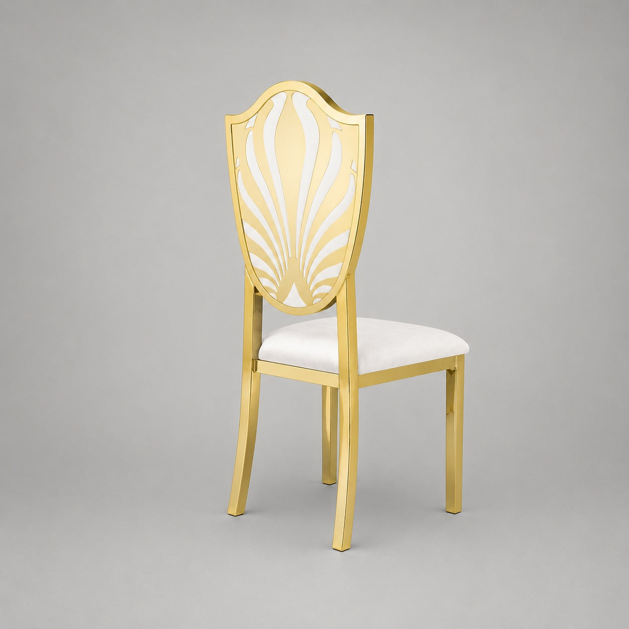 Sheild Pattern Stainless Steel Banquet Chair