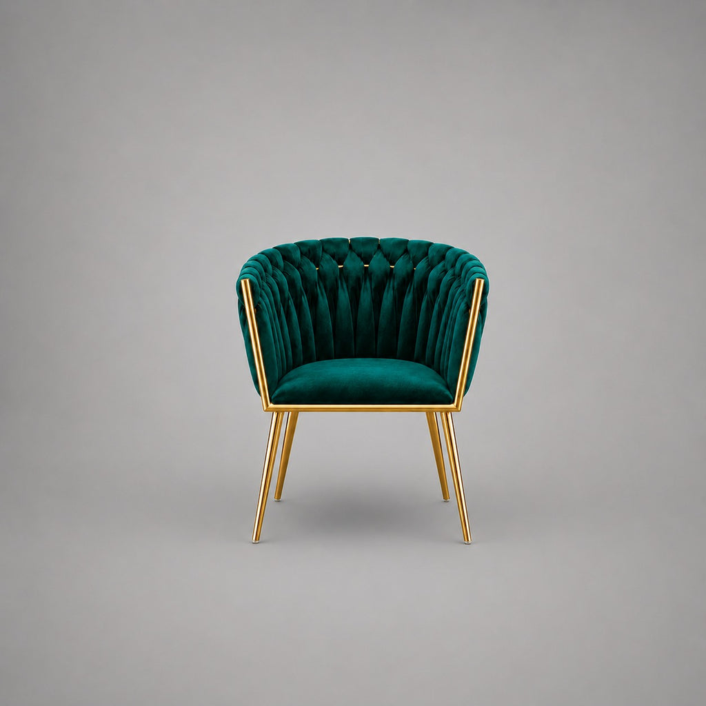 Luxe Barrel Dining Chair – Velvet & Gold Stainless Steel