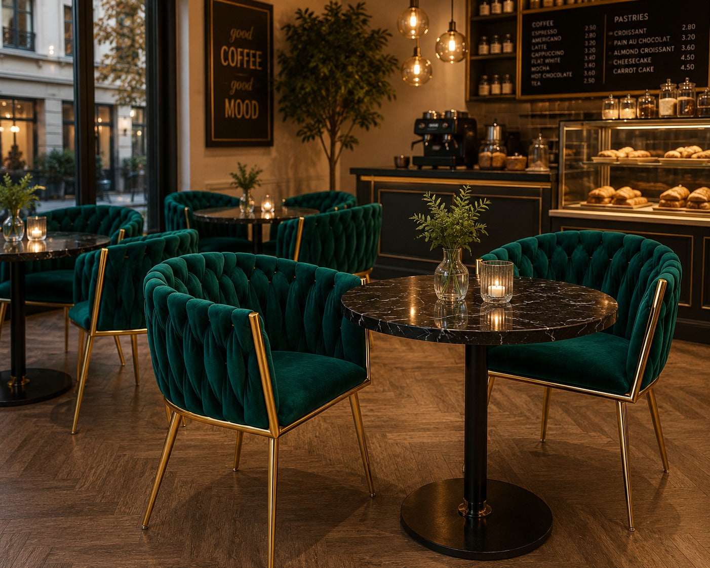 Luxe Barrel Dining Chair – Velvet & Gold Stainless Steel