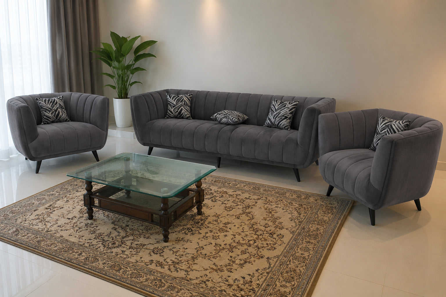 Urban Grey Lounge Sofa Set