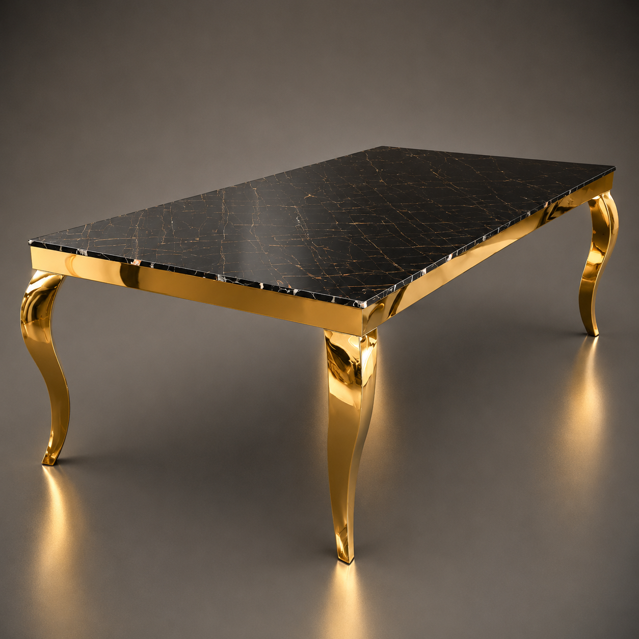 Black Marble & Gold Cabriole Dining Set