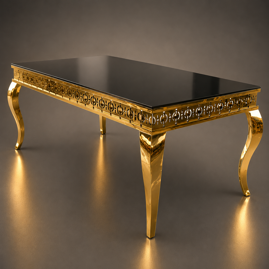 Luxury Red Velvet & Gold Dining Set