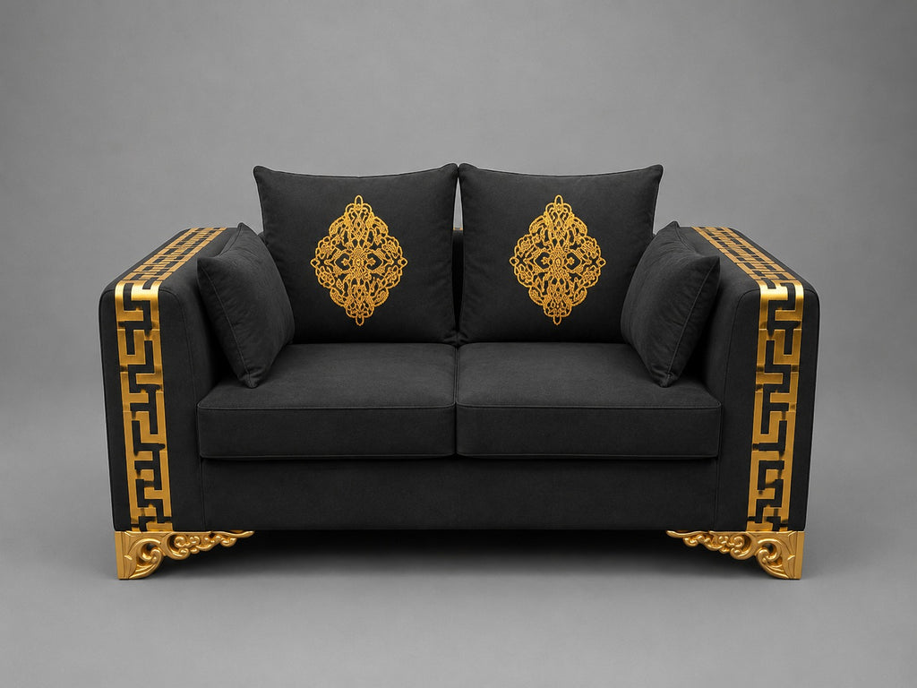 Royal Prestige Black & Gold Sofa Set