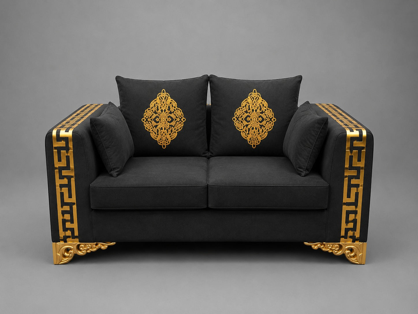 Royal Prestige Black & Gold Sofa Set