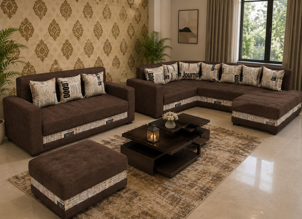 Classic Brown Family Sofa Set
