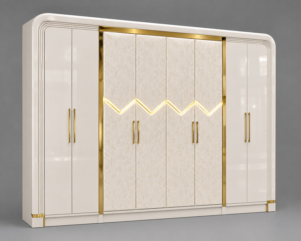 Aurora White Gold Bedroom Set