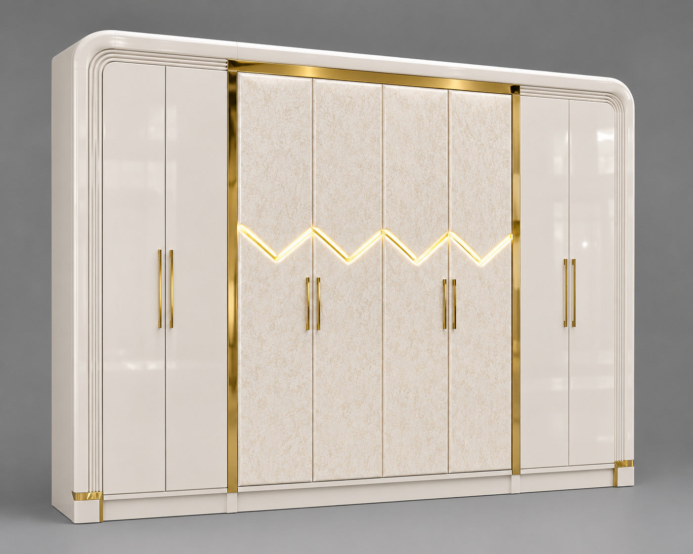 Aurora White Gold Bedroom Set