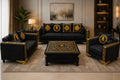 Royal Prestige Black & Gold Sofa Set