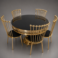 Glam Crown-Back Round Dining Set
