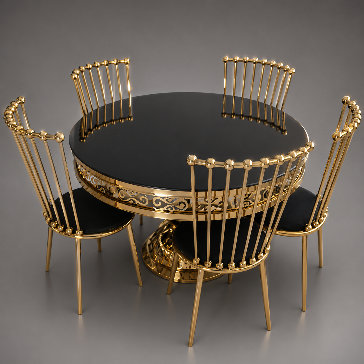 Glam Crown-Back Round Dining Set
