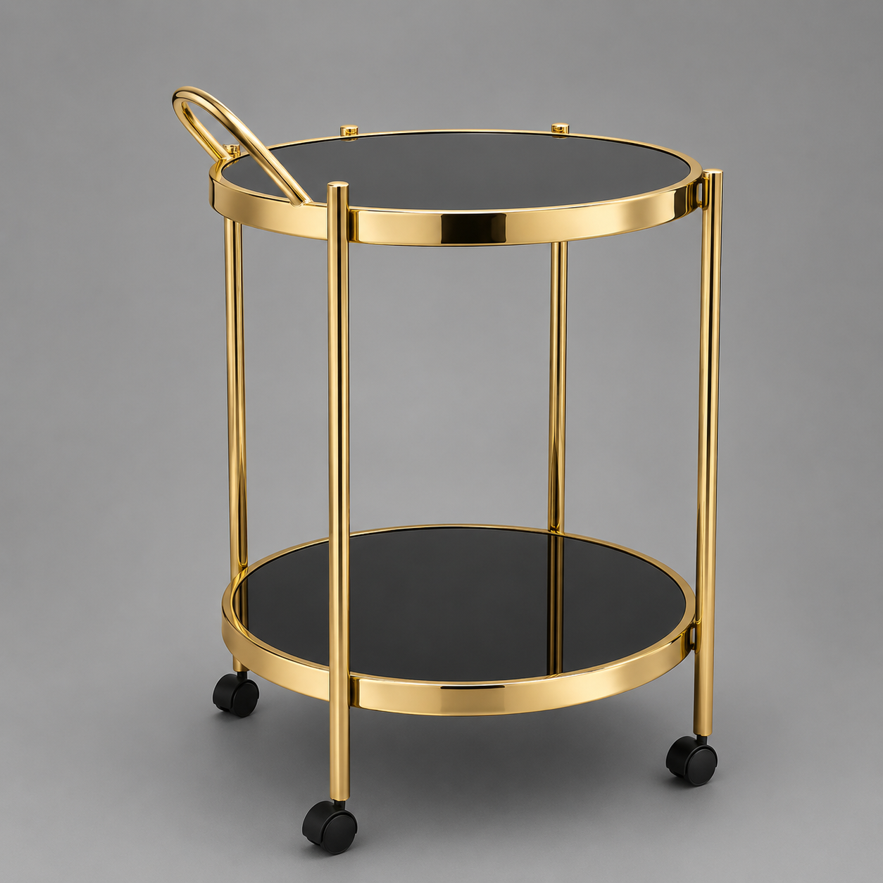 Round Gold Serving Trolley