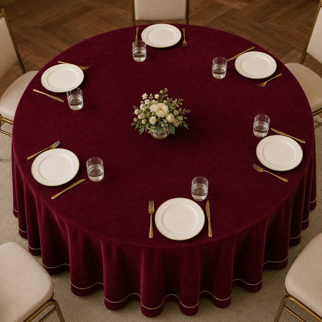 Burgundy Velvet Premium Table Linen