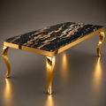 Black Marble & Gold Cabriole Dining Set