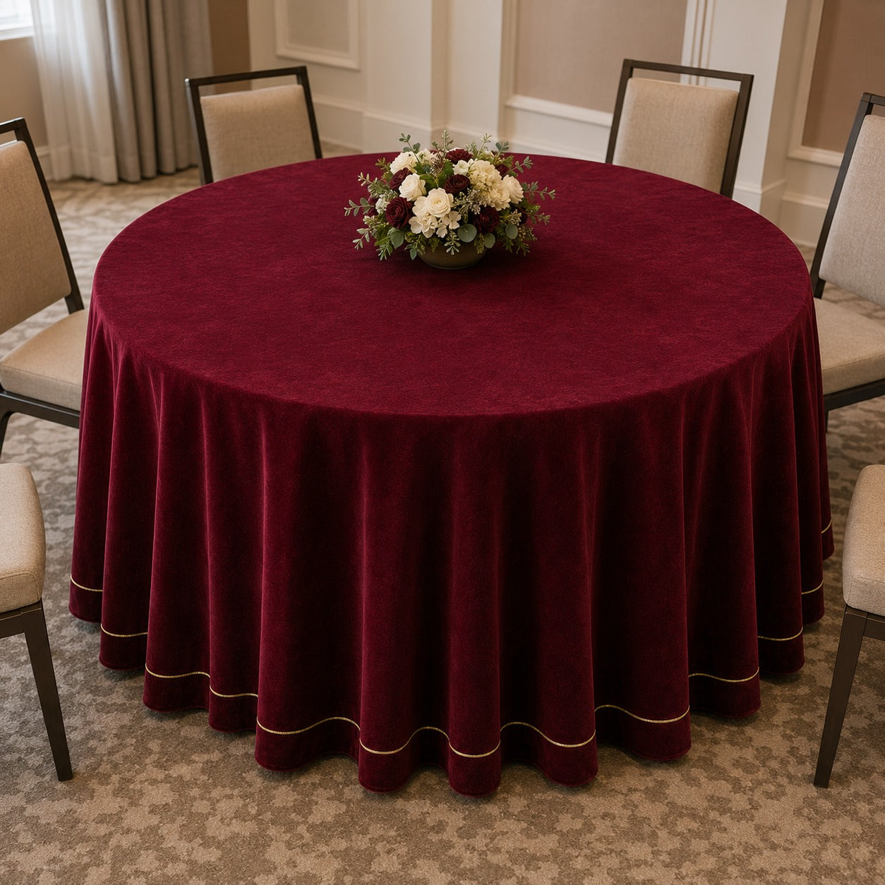 Burgundy Velvet Premium Table Linen