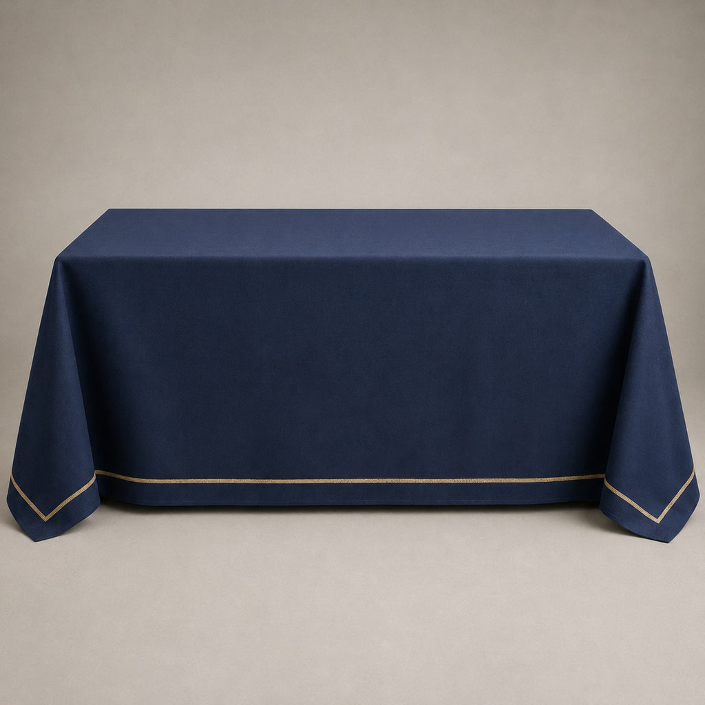 Navy Border Rectangular Table Linen