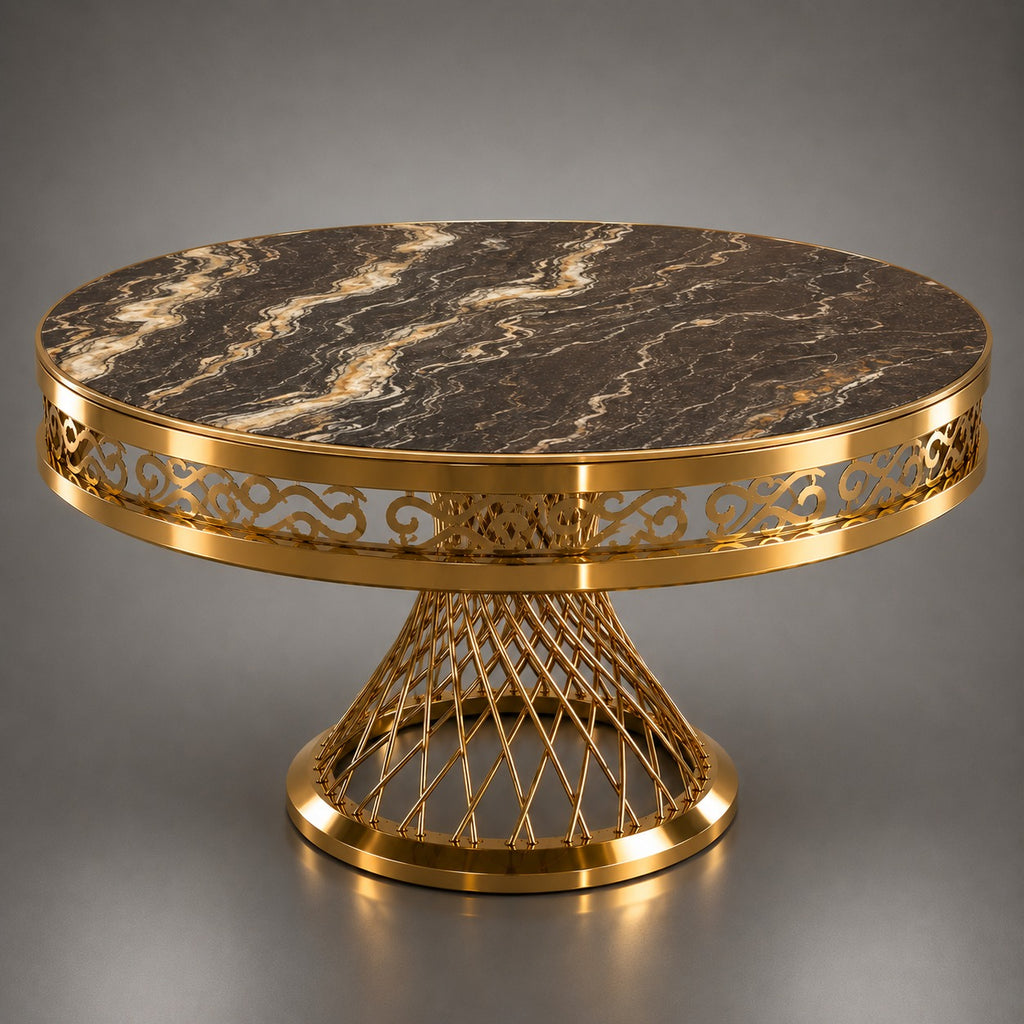 Glam Crown-Back Round Dining Set
