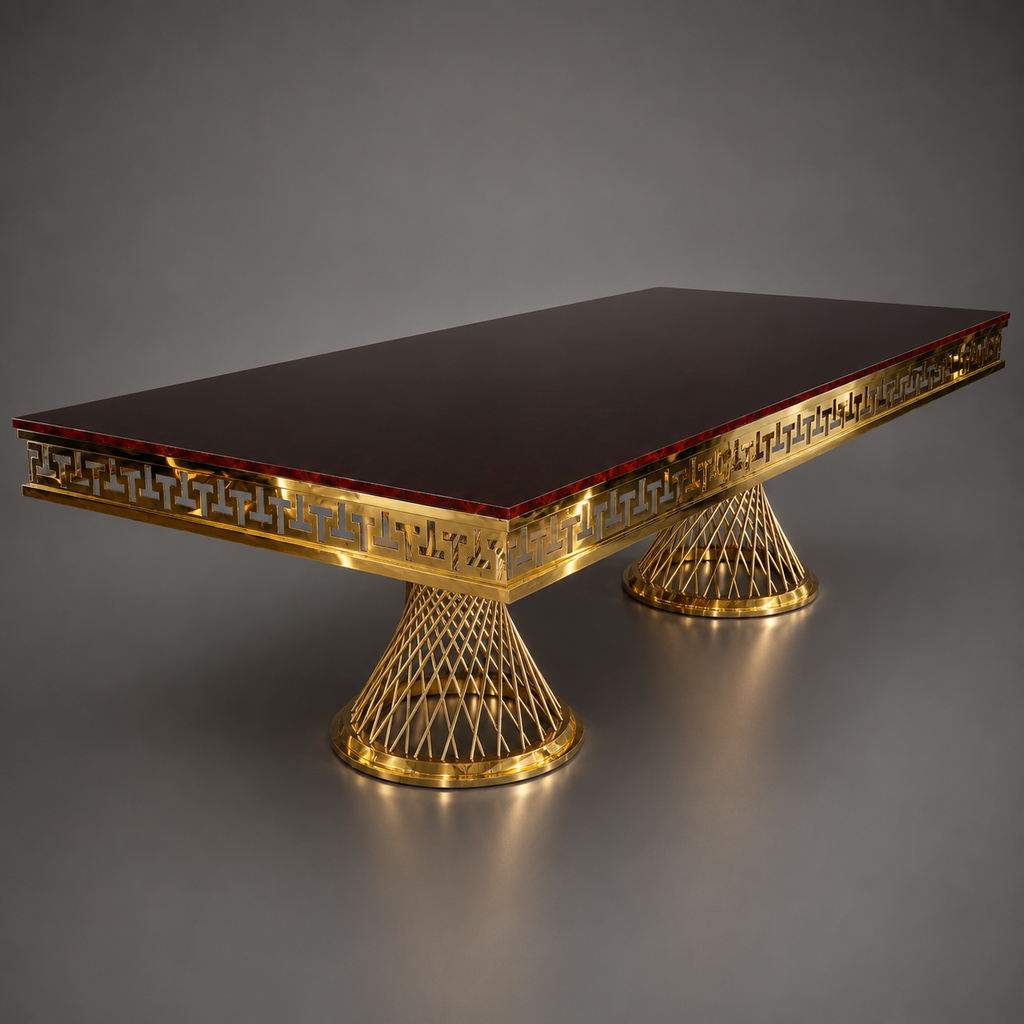 Greek Key Lattice Pedestal Dining Set
