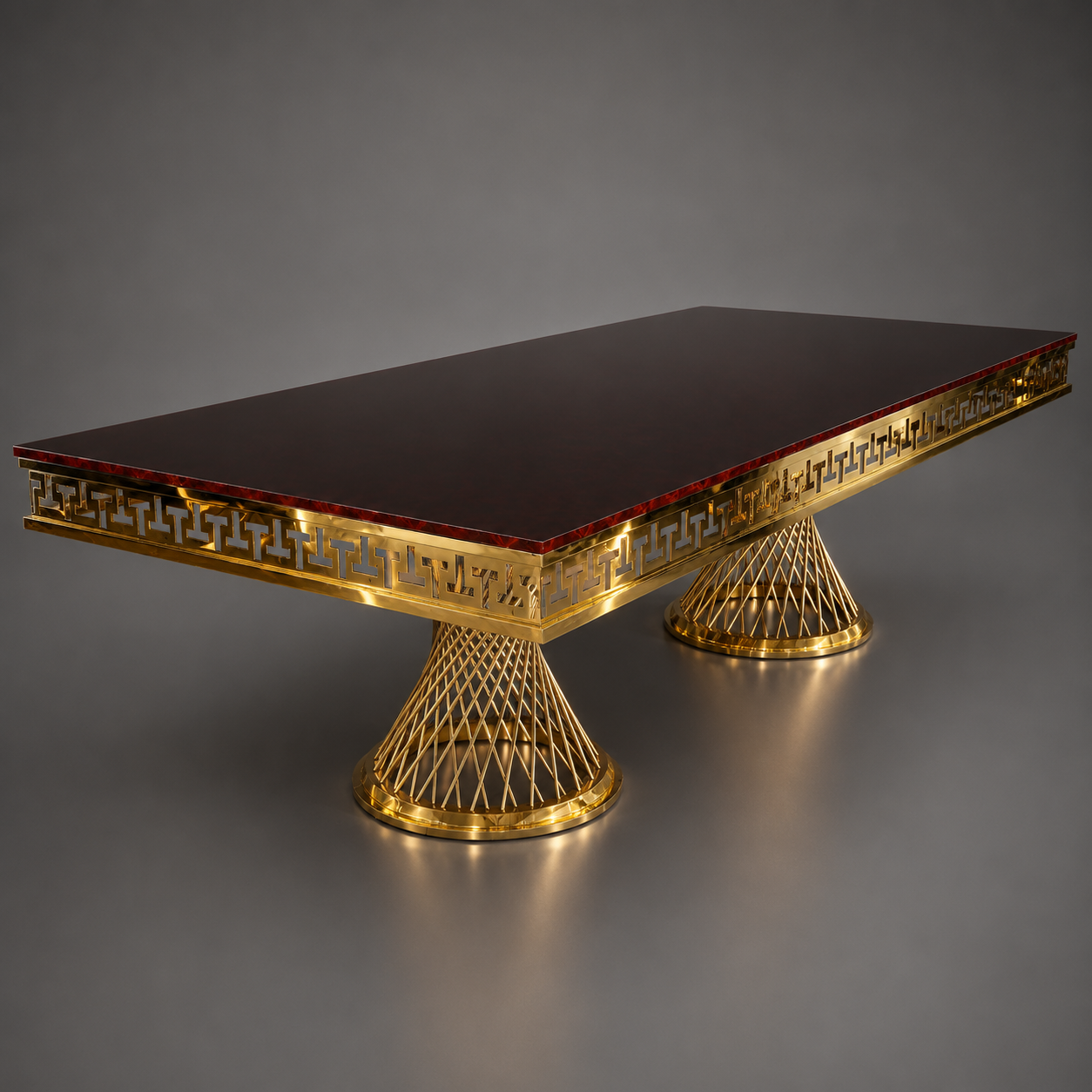 Greek Key Lattice Pedestal Dining Set