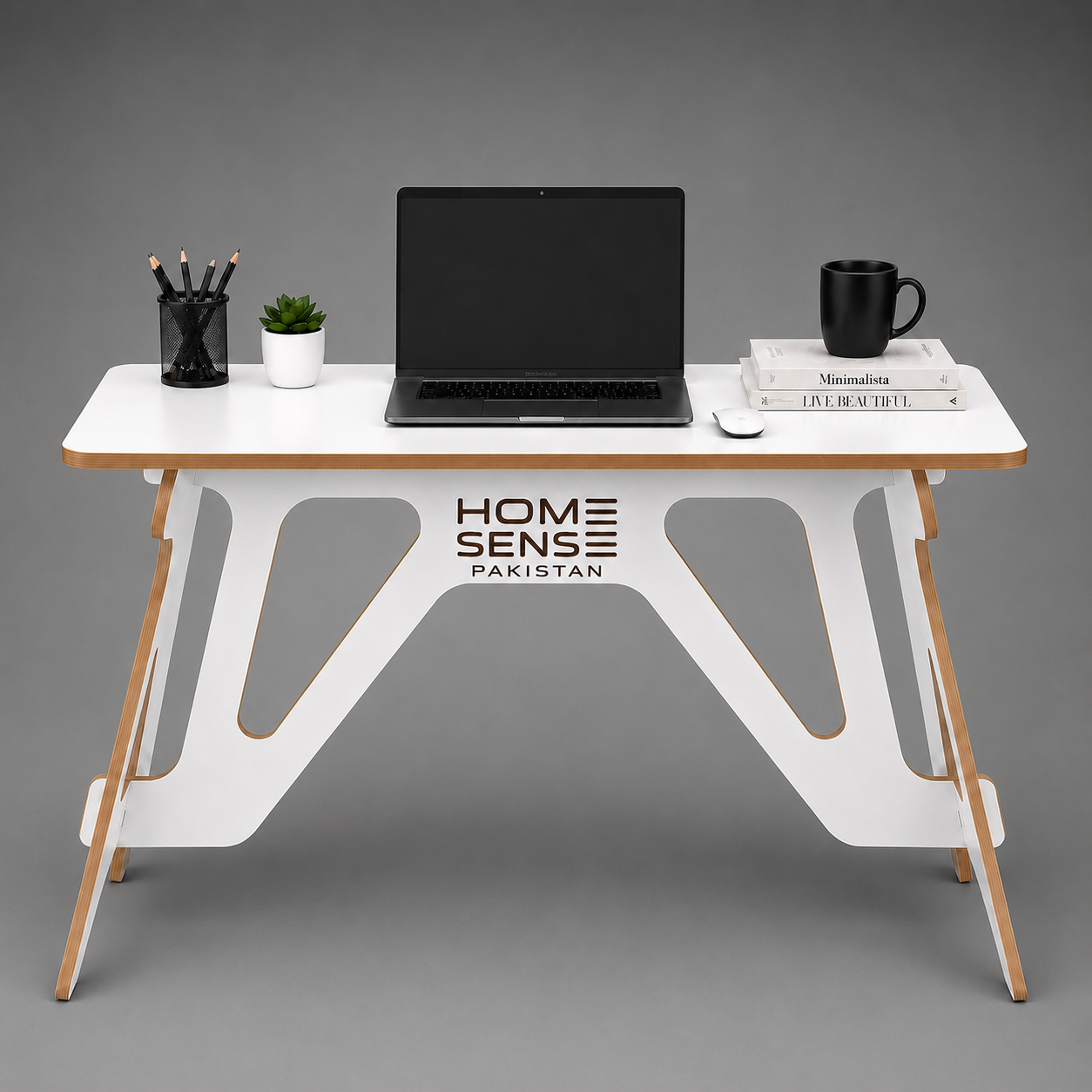 Modern Minimalist Plywood Office Desk – Wood Finish