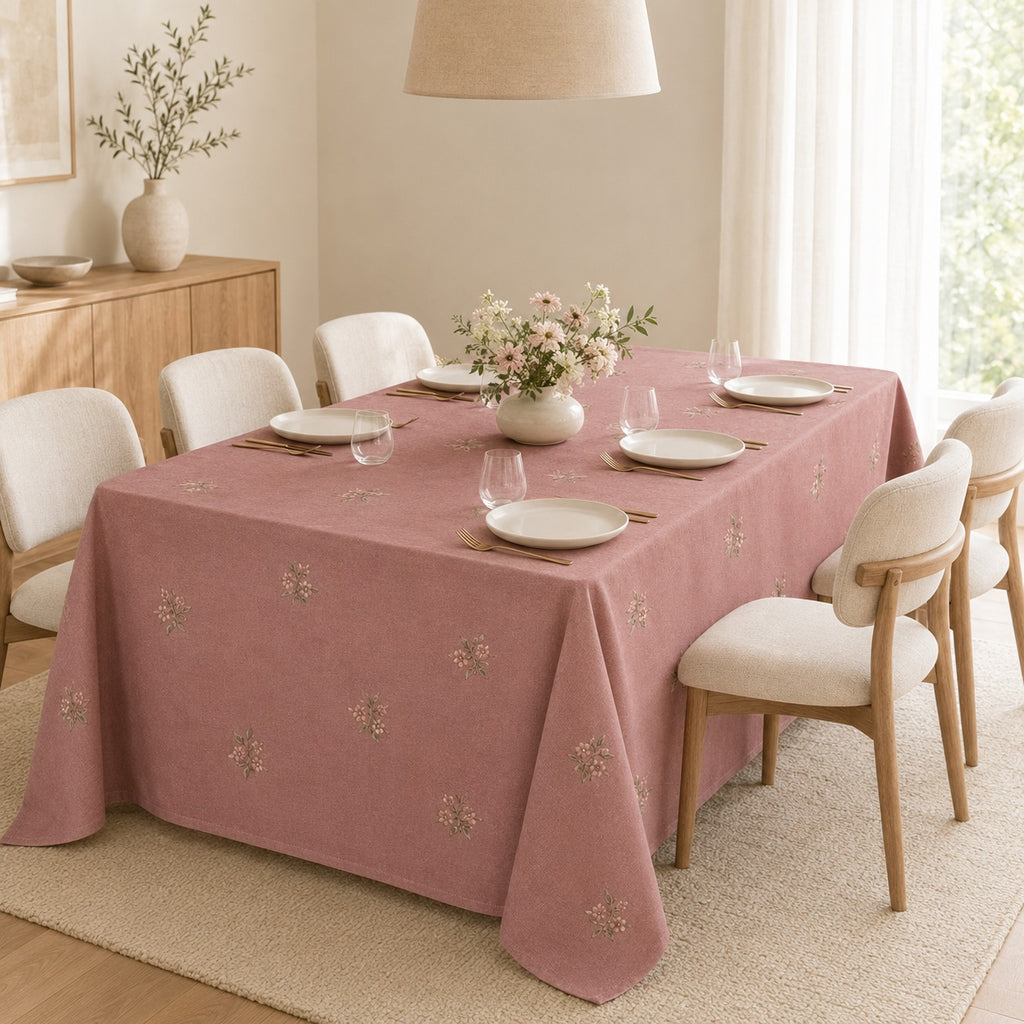 Blush Floral Rectangular Table Linen