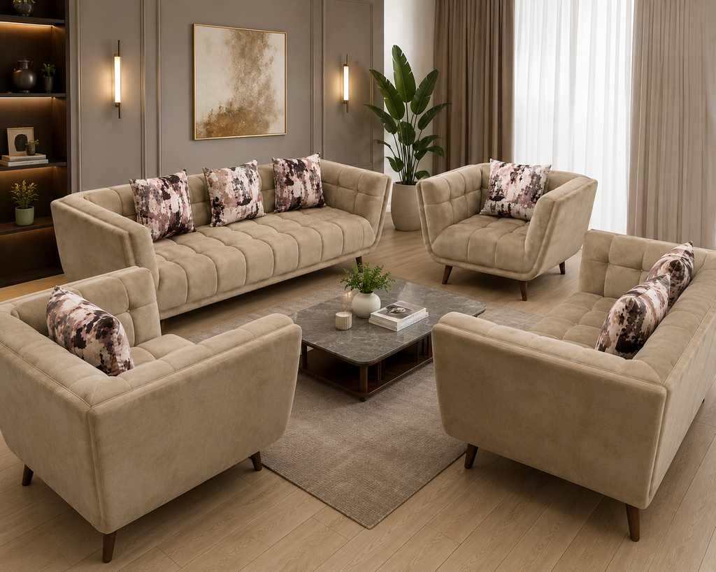 Modern Beige Premium Sofa Set