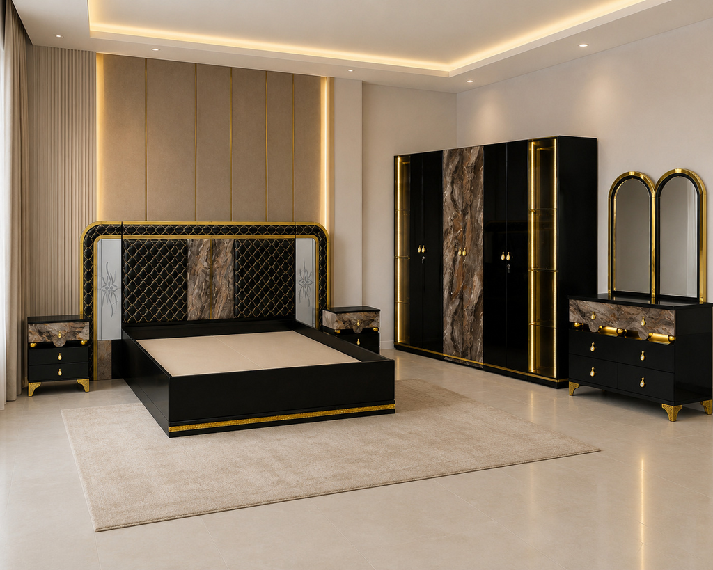 Prestige Noir Marble Bedroom Set